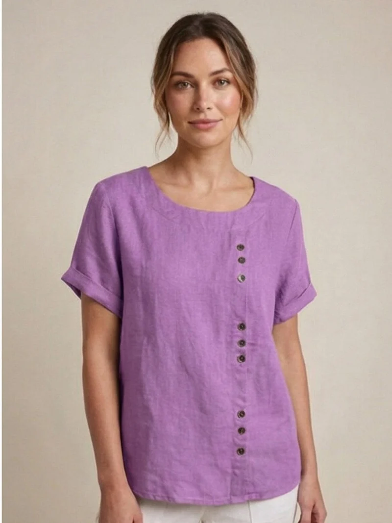 Olivia | Luftige Leinenbluse Mit Knopfdetails