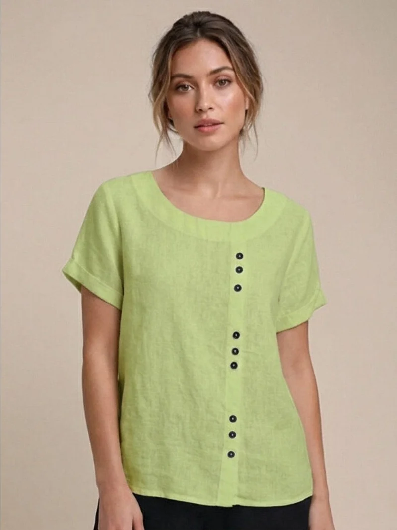 Olivia | Luftige Leinenbluse Mit Knopfdetails