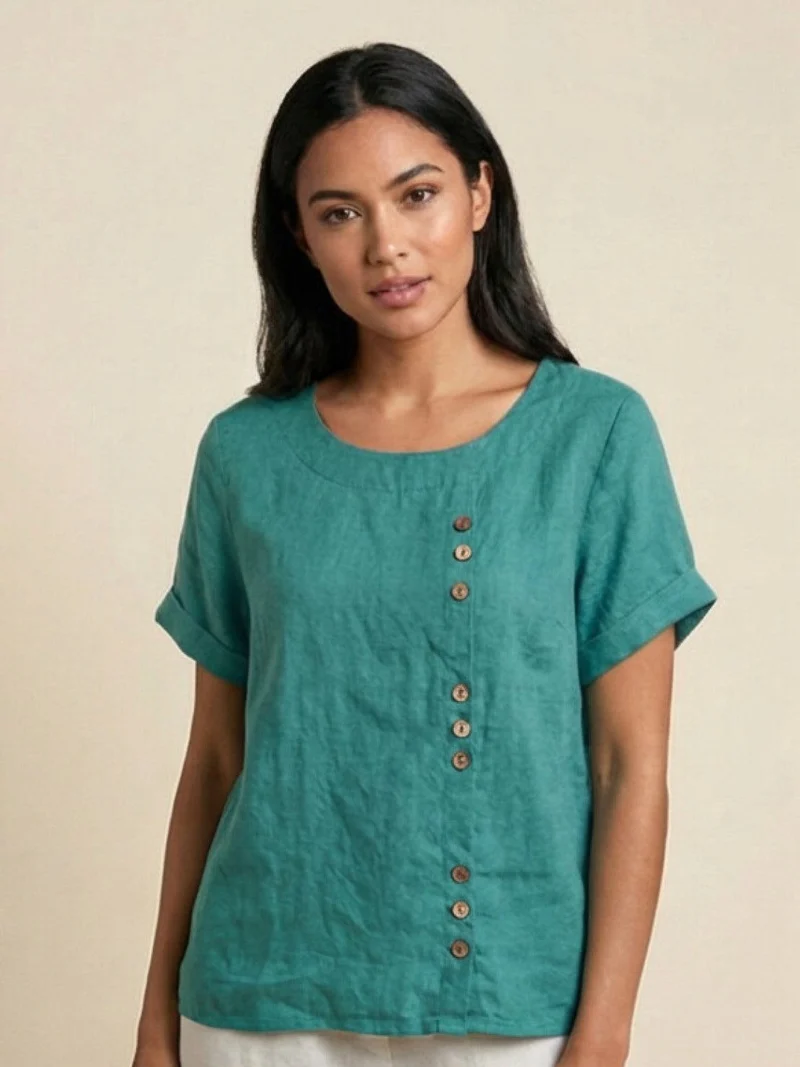 Olivia | Luftige Leinenbluse Mit Knopfdetails
