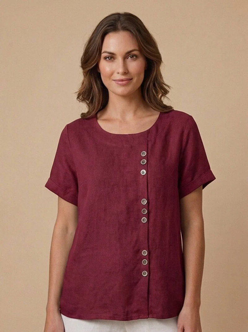Olivia | Luftige Leinenbluse Mit Knopfdetails