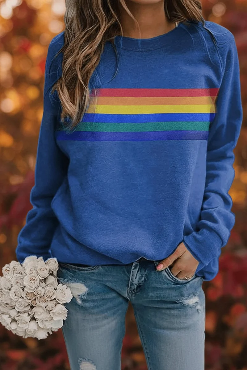 Maya | Farbenfroher Retro-Streifen Sweatshirt Mit Bequemer Passform