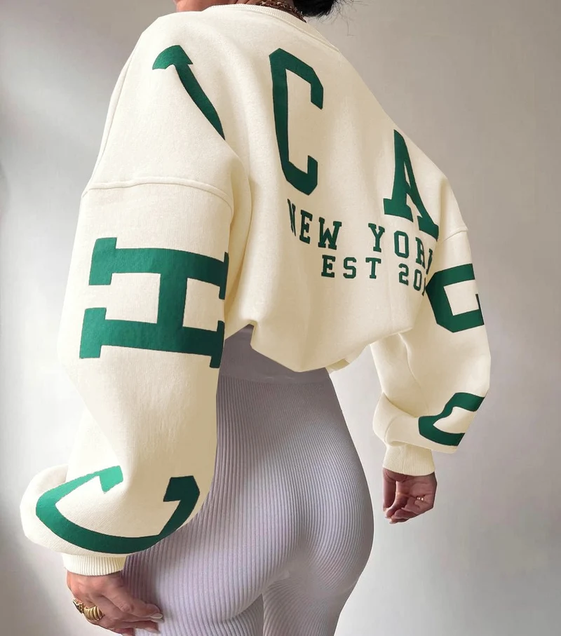 Grace | Oversize Varsity Sweatshirt Mit Kuscheligem Fleecefutter Für Damen