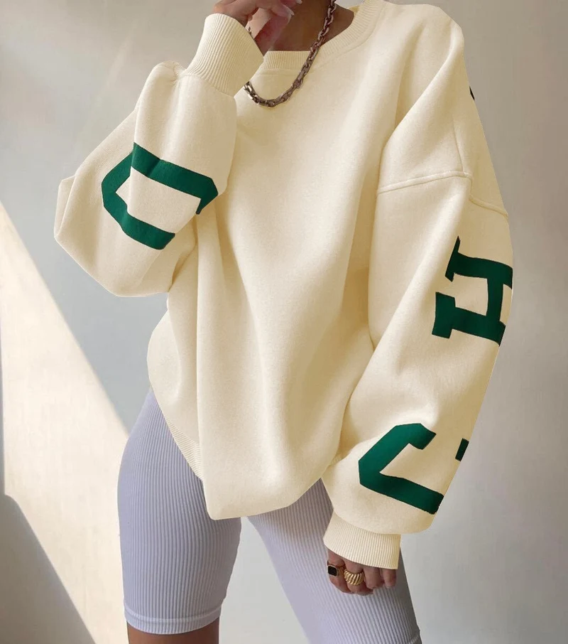 Grace | Oversize Varsity Sweatshirt Mit Kuscheligem Fleecefutter Für Damen