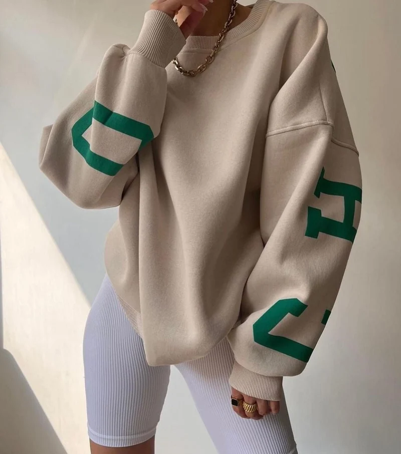 Grace | Oversize Varsity Sweatshirt Mit Kuscheligem Fleecefutter Für Damen