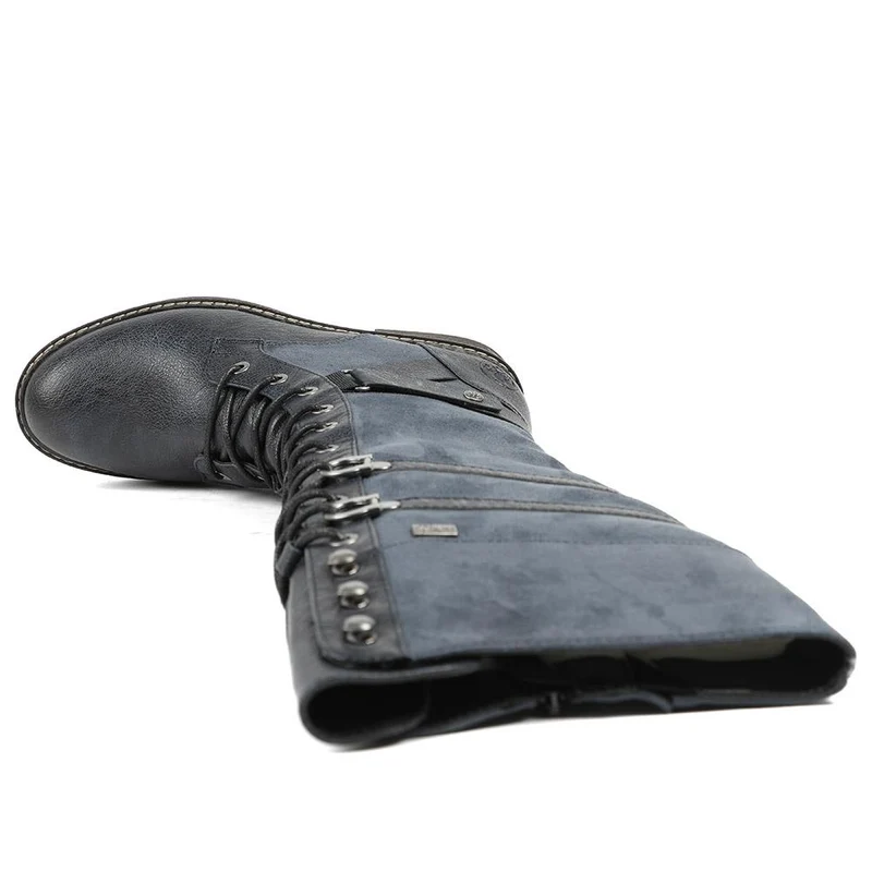 Rieker Lace & Zip Long Boots - RKR42547 / 328 187 - Blue