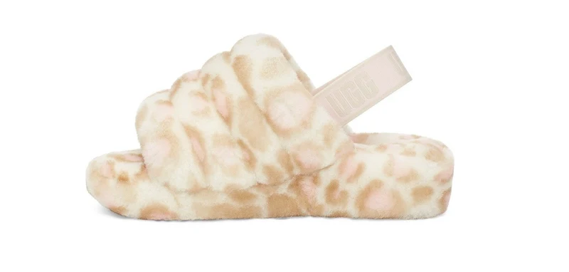 UGG Damen Fluff Yeah Slide Panther Print - Weiß