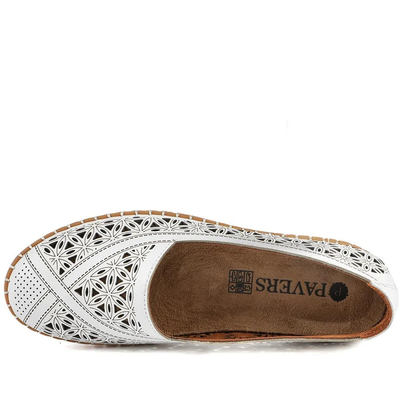 Leather Laser Cut Pumps - KARY43001 / 328 826 - White