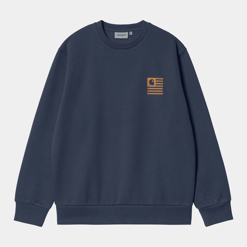 Carhartt WIP Herren Label State Flag Sweat Top – Enzian / Ocker