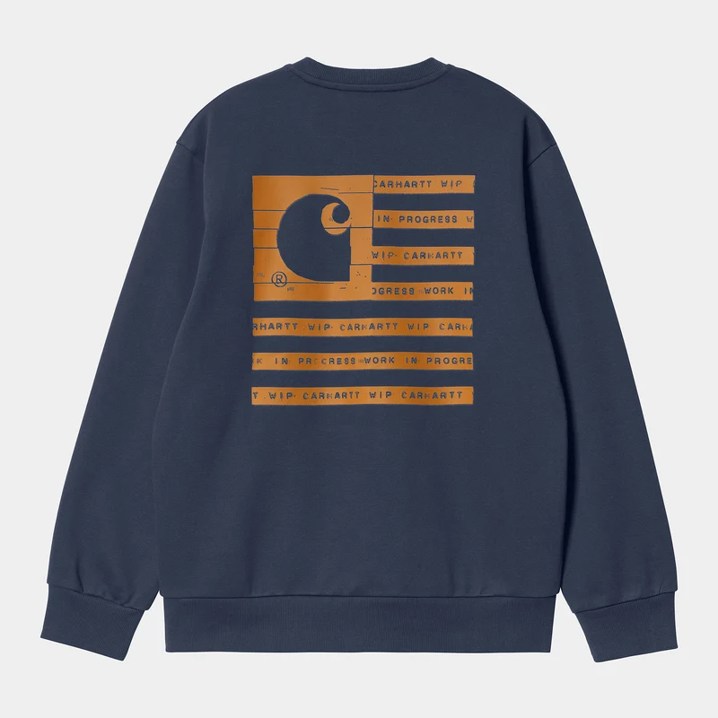Carhartt WIP Herren Label State Flag Sweat Top – Enzian / Ocker