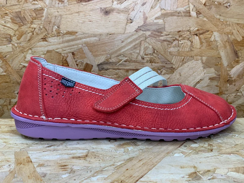 On Foot Leder-Flats für Damen - Rot