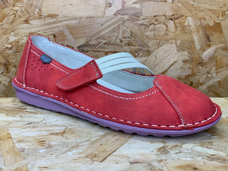 On Foot Leder-Flats für Damen - Rot