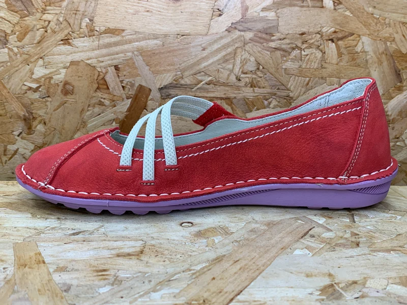 On Foot Leder-Flats für Damen - Rot