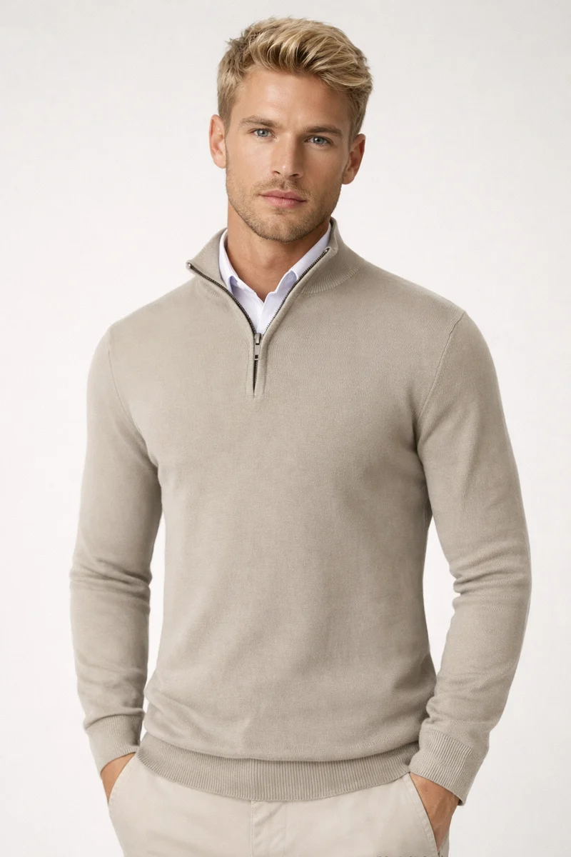 Oliver | Moderner Halb-Zip Strickpullover Für Herren