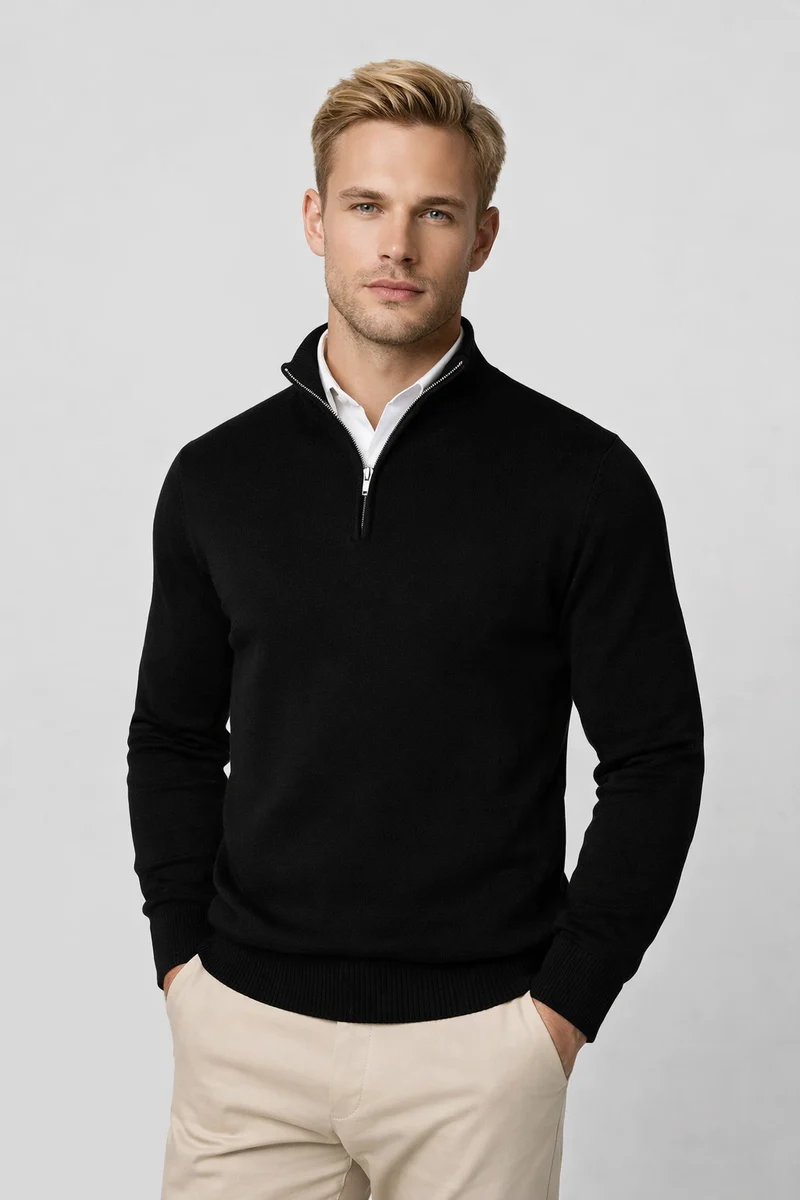Oliver | Moderner Halb-Zip Strickpullover Für Herren