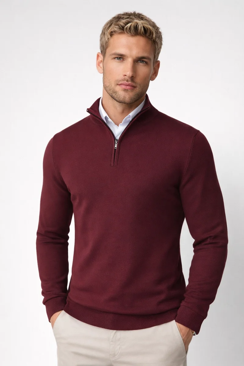 Oliver | Moderner Halb-Zip Strickpullover Für Herren