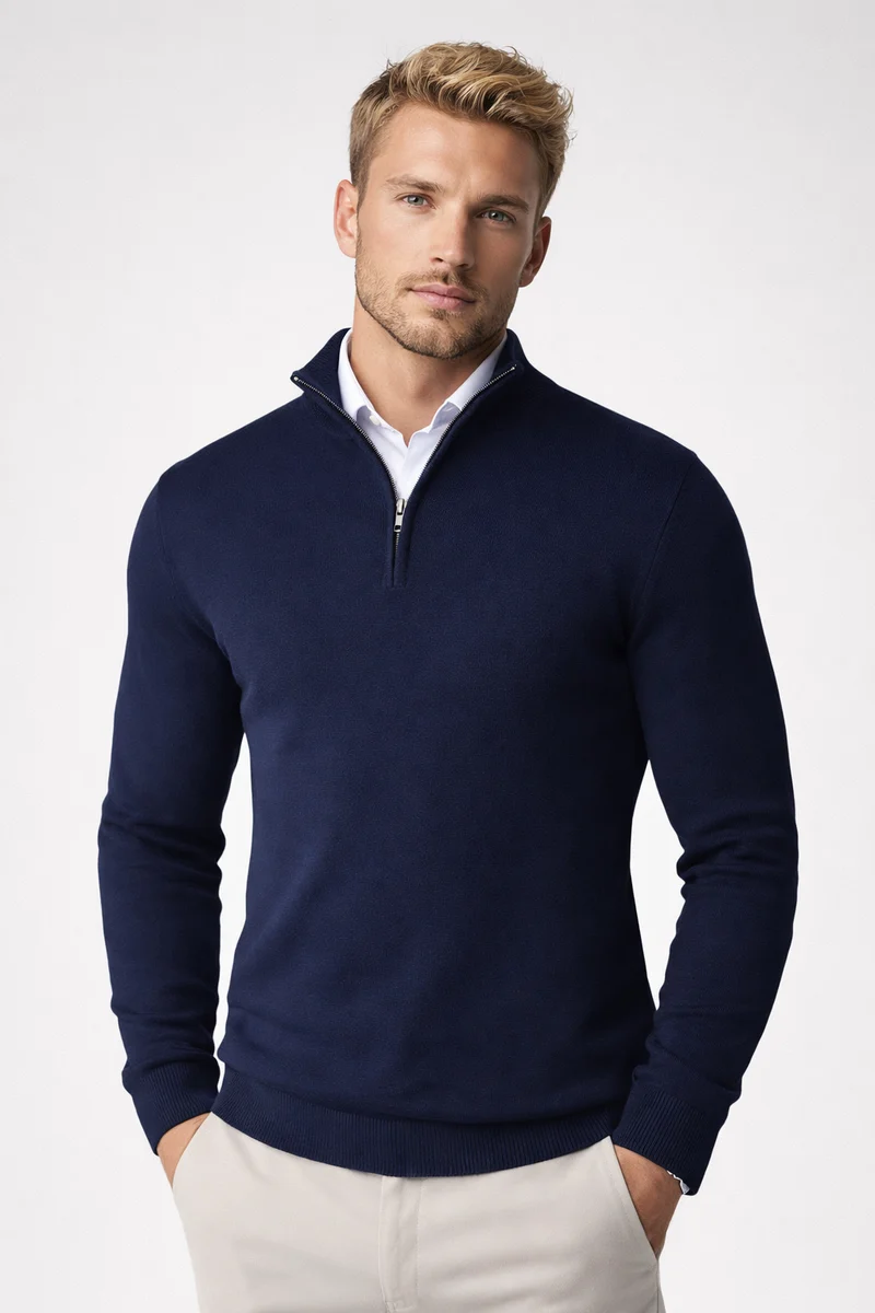 Oliver | Moderner Halb-Zip Strickpullover Für Herren