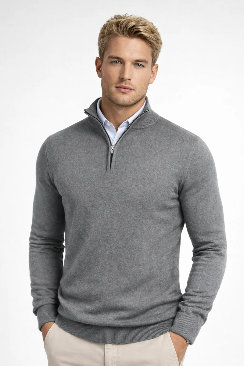Oliver | Moderner Halb-Zip Strickpullover Für Herren