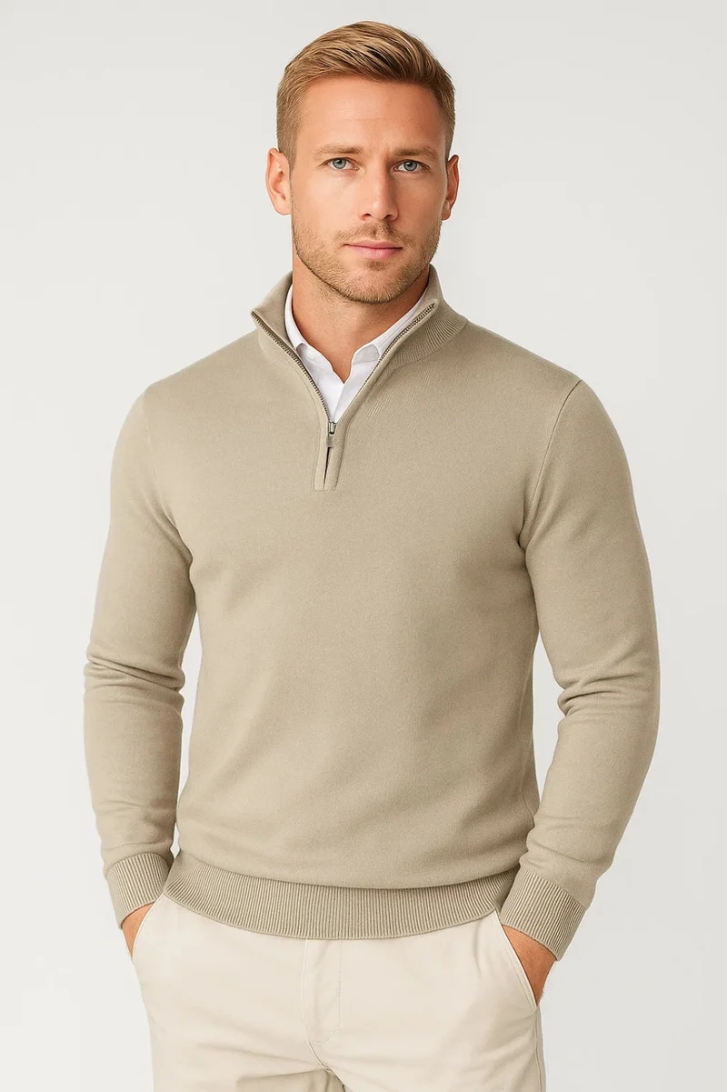 Oliver | Moderner Halb-Zip Strickpullover Für Herren