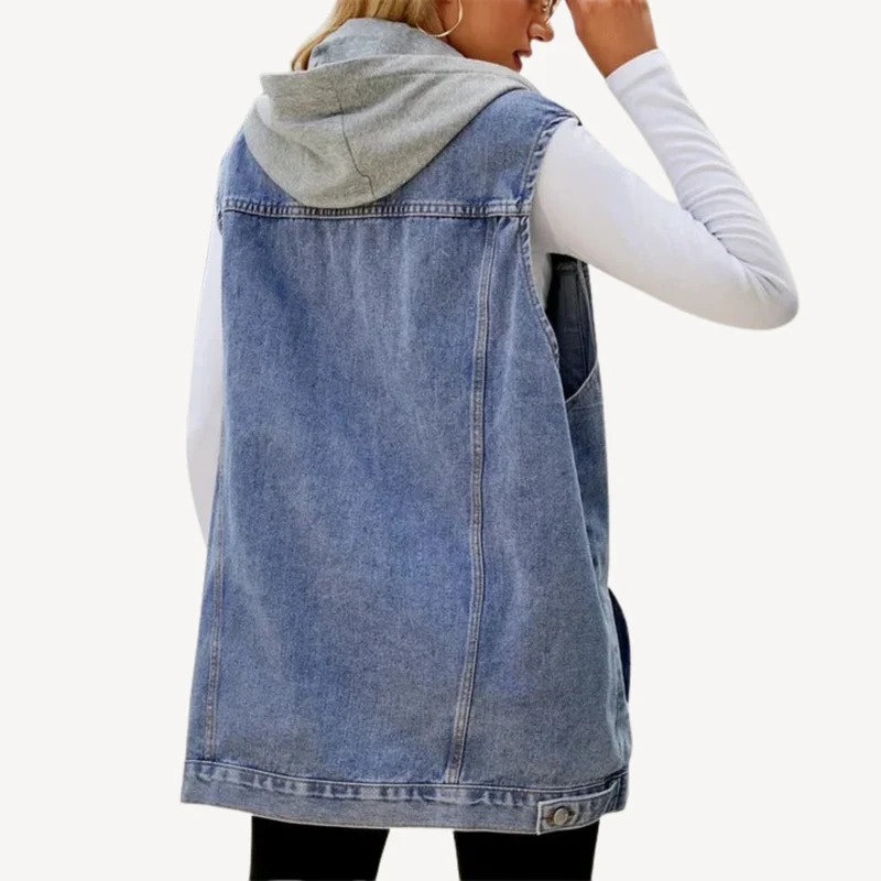 Maya | Lässige Und Bequeme Jeans-Weste Mit Kapuze