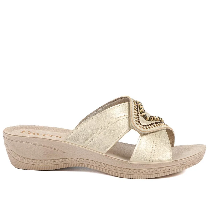 Adjustable Lightweight Mule Sandals - INB43008 / 329 128 - Gold