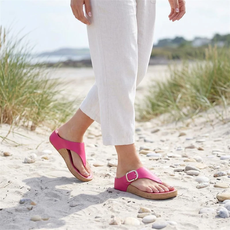 Touch Fasten Buckled Toe Post Sandals - BAIZH41063 / 327 617 - Fuschia