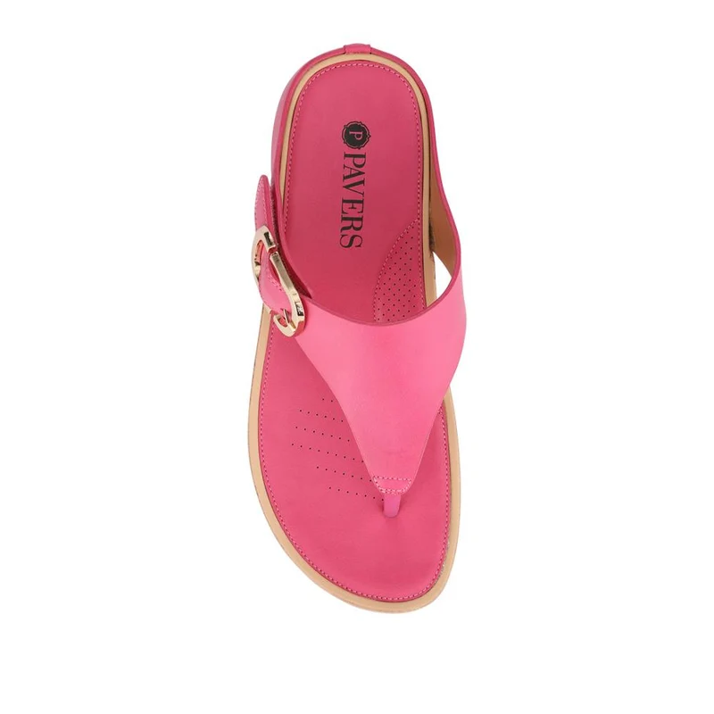 Touch Fasten Buckled Toe Post Sandals - BAIZH41063 / 327 617 - Fuschia