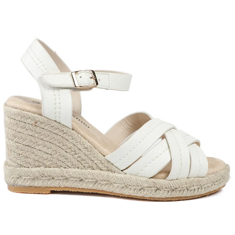 Bellissimo Memory Foam Wedged Espadrilles - BELWBINS43081 / 329 351 - White