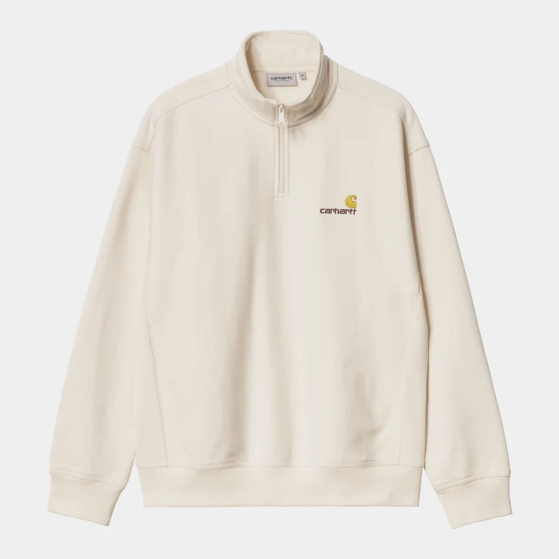 Carhartt WIP Herren Halb-Zip-Reißverschluss American Script Sweatshirt - Natur