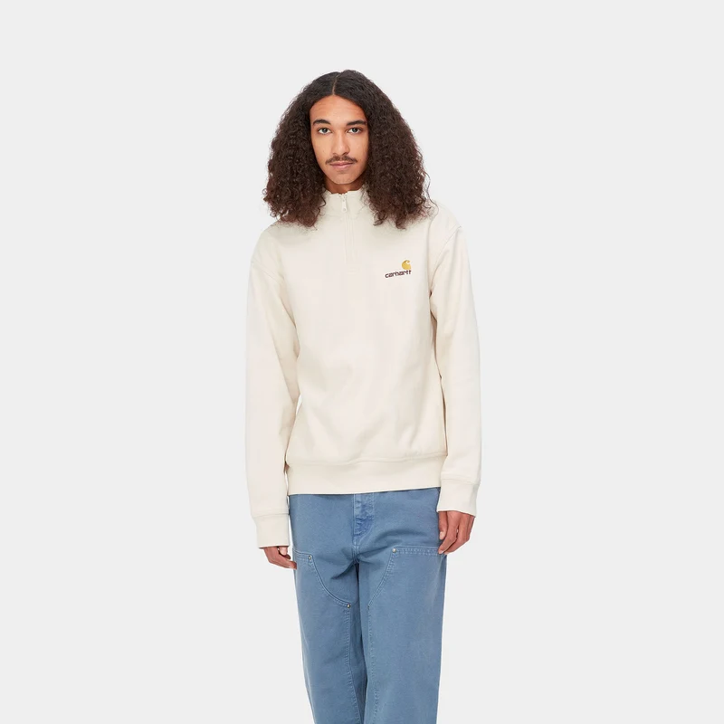 Carhartt WIP Herren Halb-Zip-Reißverschluss American Script Sweatshirt - Natur