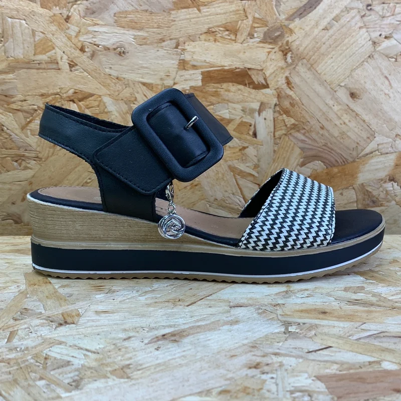 Remonte Damen Elle Fashion Sandale - Schwarz