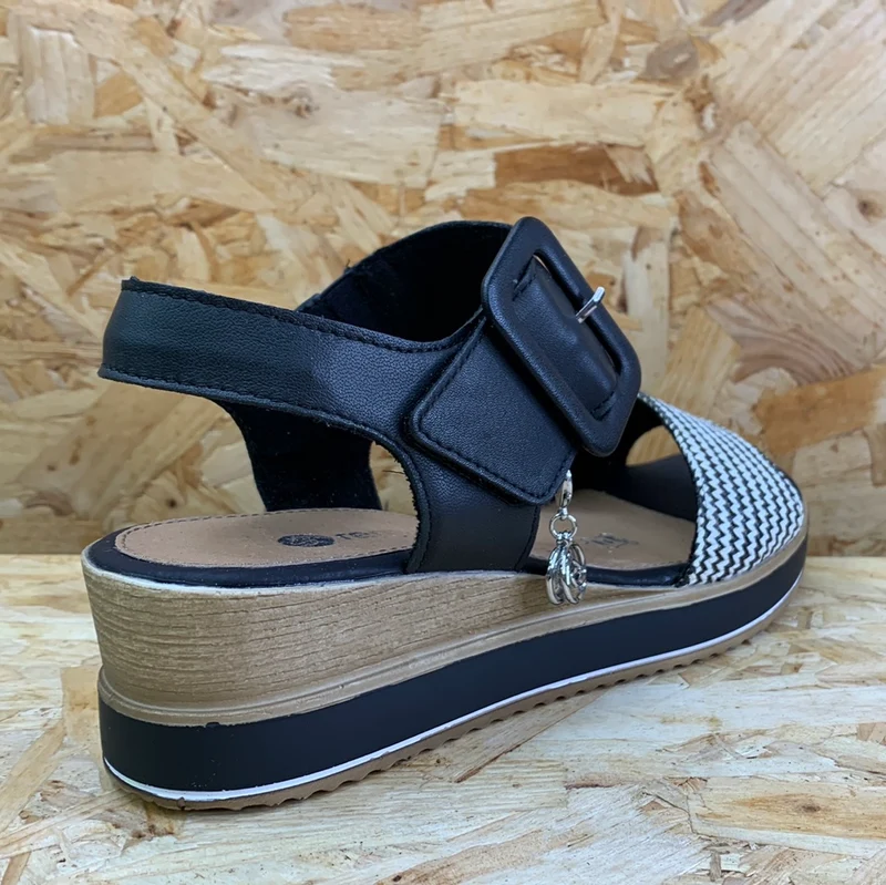 Remonte Damen Elle Fashion Sandale - Schwarz