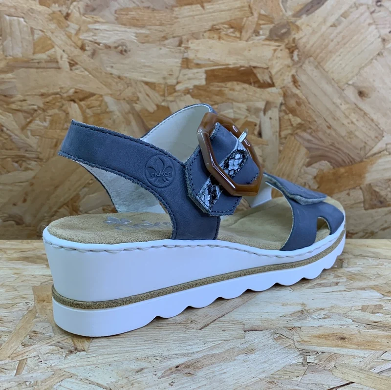 Rieker Modische Sandalen mit Keilabsatz für Damen - Jeans