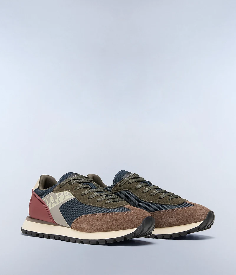 Napapijiri Herren Jet Leder Turnschuhe - Marineblau / Braun