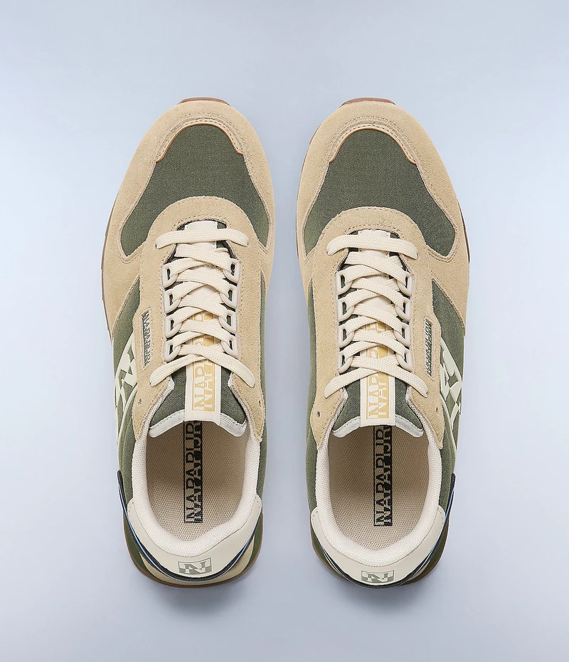 Napapijiri Herren Virtus Wildleder Turnschuhe - Beige / Grün