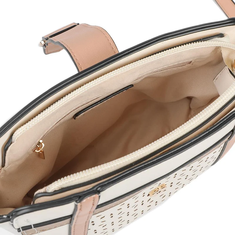 Laser Cut Detail Crossbody Bag - HETIA43005 / 329 236 - Beige Multi
