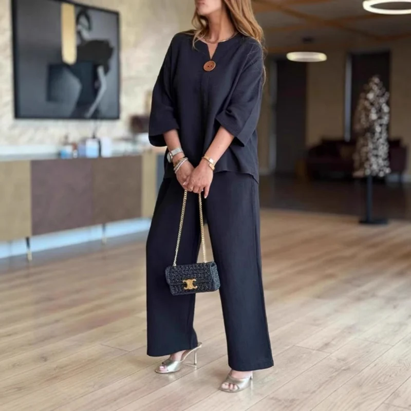 Valentina | Elegantes Tunika-Set mit Weit Geschnittener Hose