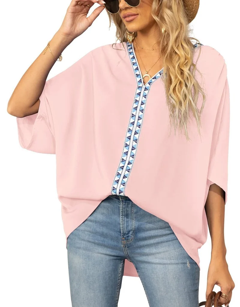 Marlene | Modern Boho-Tunika Mit Besticktem V-Ausschnitt