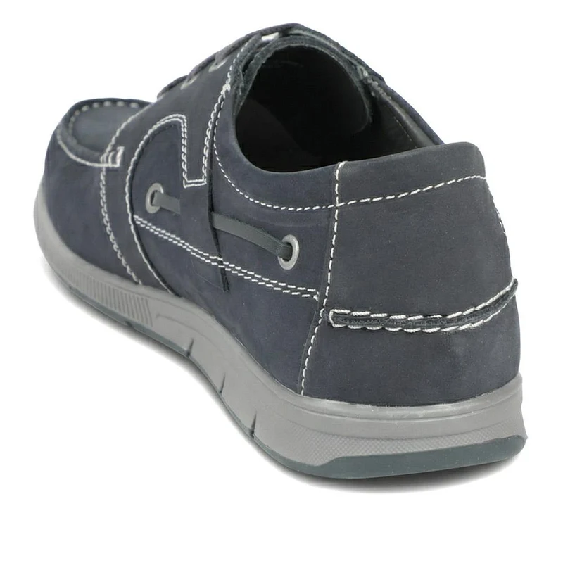 Leather Lace Up Boat Shoes - SHAFI43001 / 329 319 - Navy