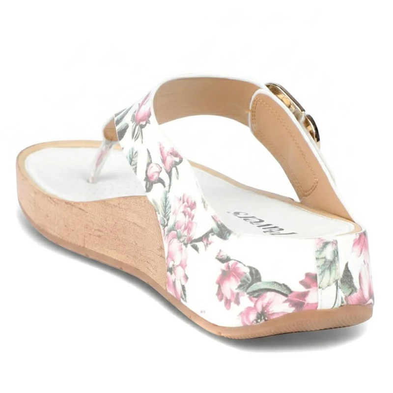 Touch Fasten Buckled Toe Post Sandals - BAIZH41063 / 327 617 - White Floral