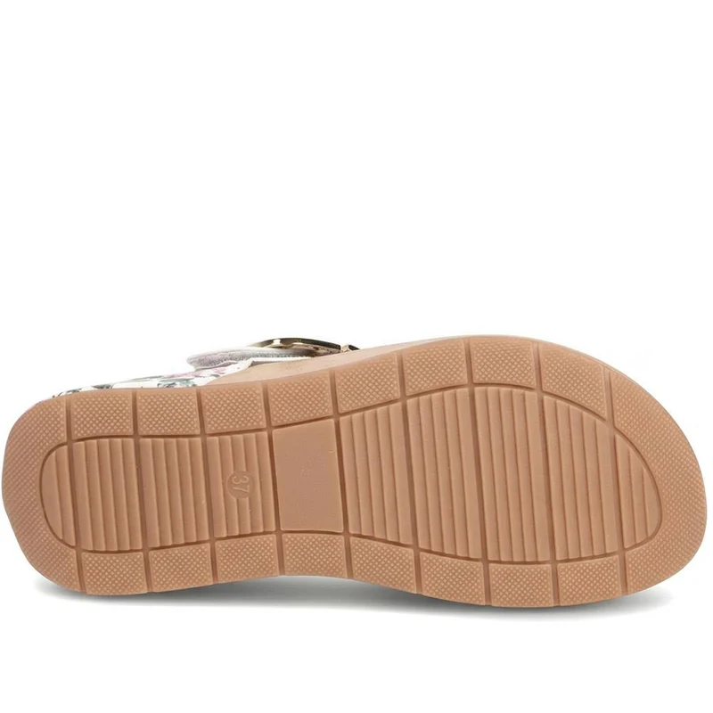 Touch Fasten Buckled Toe Post Sandals - BAIZH41063 / 327 617 - White Floral