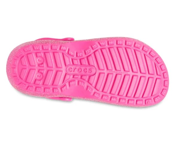 Crocs Klassisch gefütterter Glitzer-Clog für Kinder – Fuchsia Fun