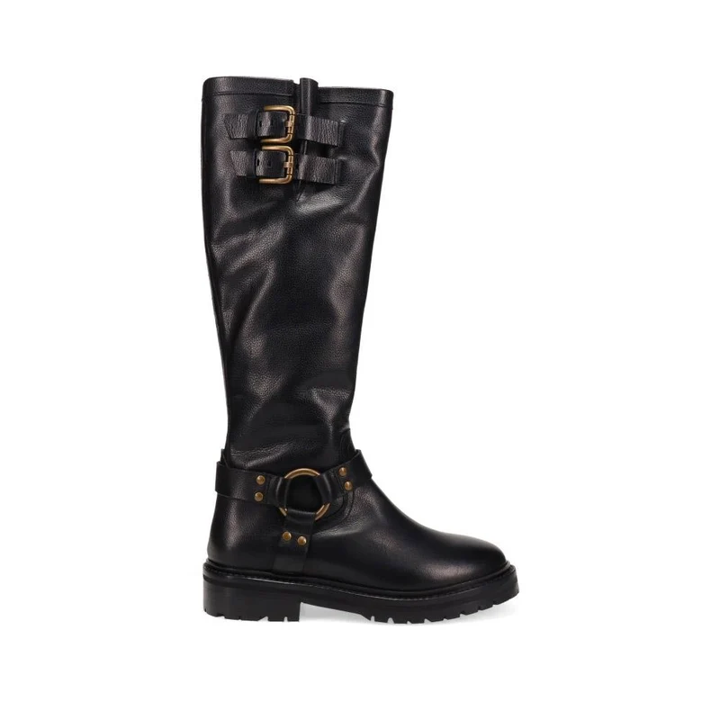 Elstree Casual Leather Long Boots - ELSTREE / 325 854 - Black