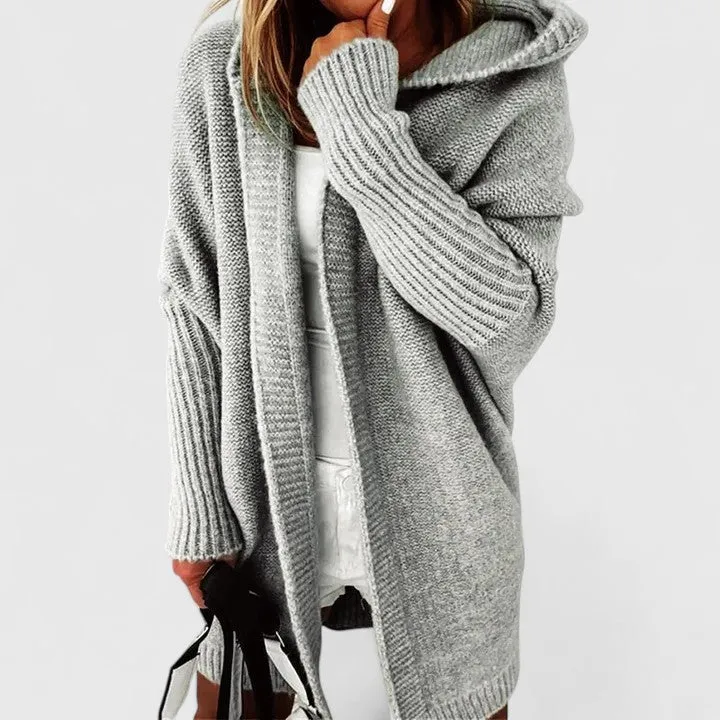 Isabelle | Oversized Strickjacke Mit Kapuze Für Damen
