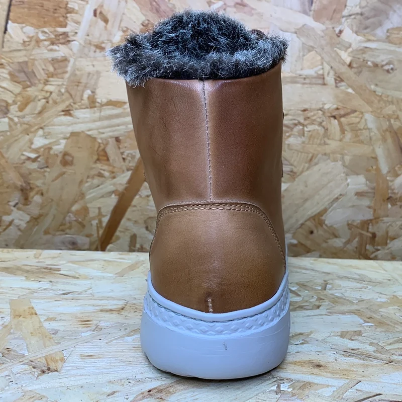 On Foot Damen-Stiefelette aus gefüttertem Leder – Hellbraun