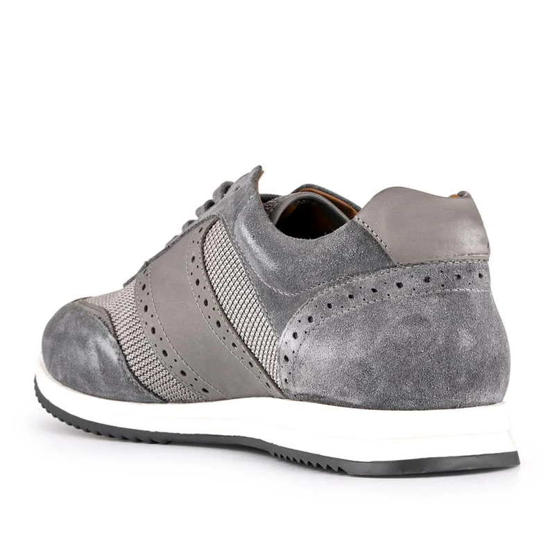 Sergio Lace-Up Leather Trainers - SERGIO / 328 071 - Grey Suede