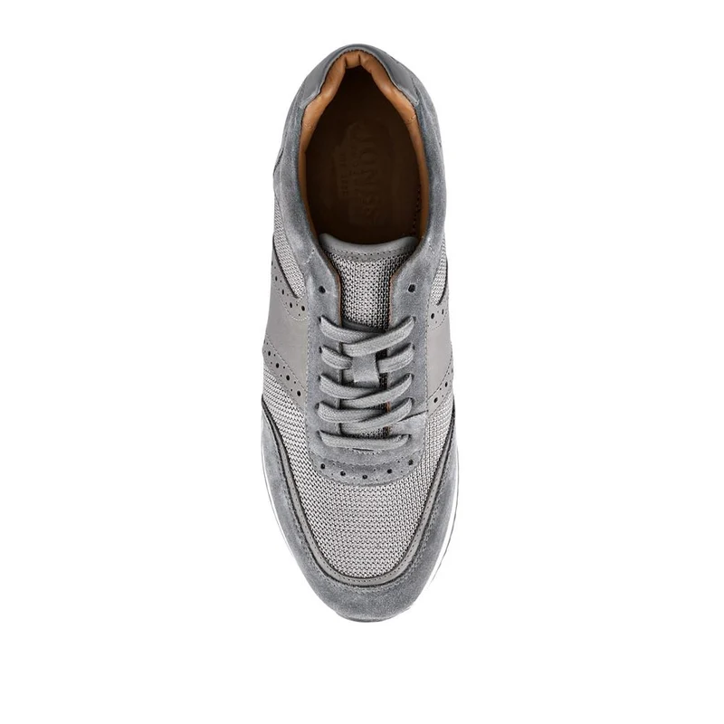 Sergio Lace-Up Leather Trainers - SERGIO / 328 071 - Grey Suede