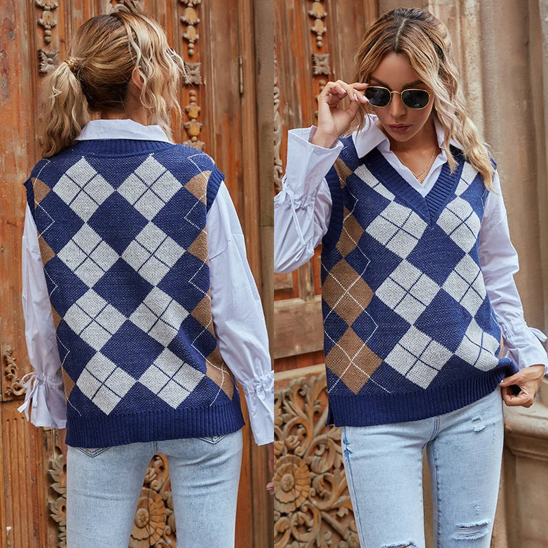 Charlotte | Elegante Und Zeitlose Karierte Strickweste