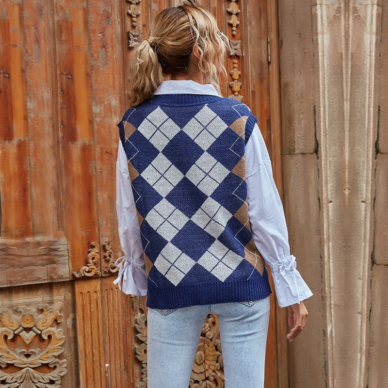 Charlotte | Elegante Und Zeitlose Karierte Strickweste