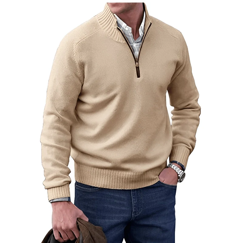 Lukas | Eleganter Und Komfortabler Herren-Strickpullover Mit Viertelreißverschluss