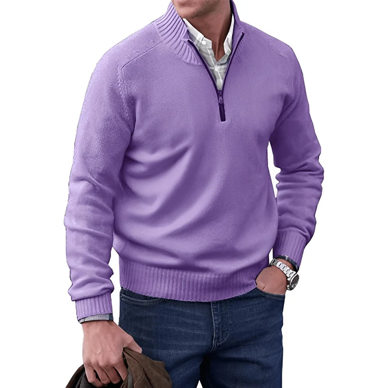 Lukas | Eleganter Und Komfortabler Herren-Strickpullover Mit Viertelreißverschluss
